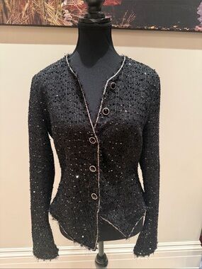 Black Asymmetrical Sequin Knit Dress
